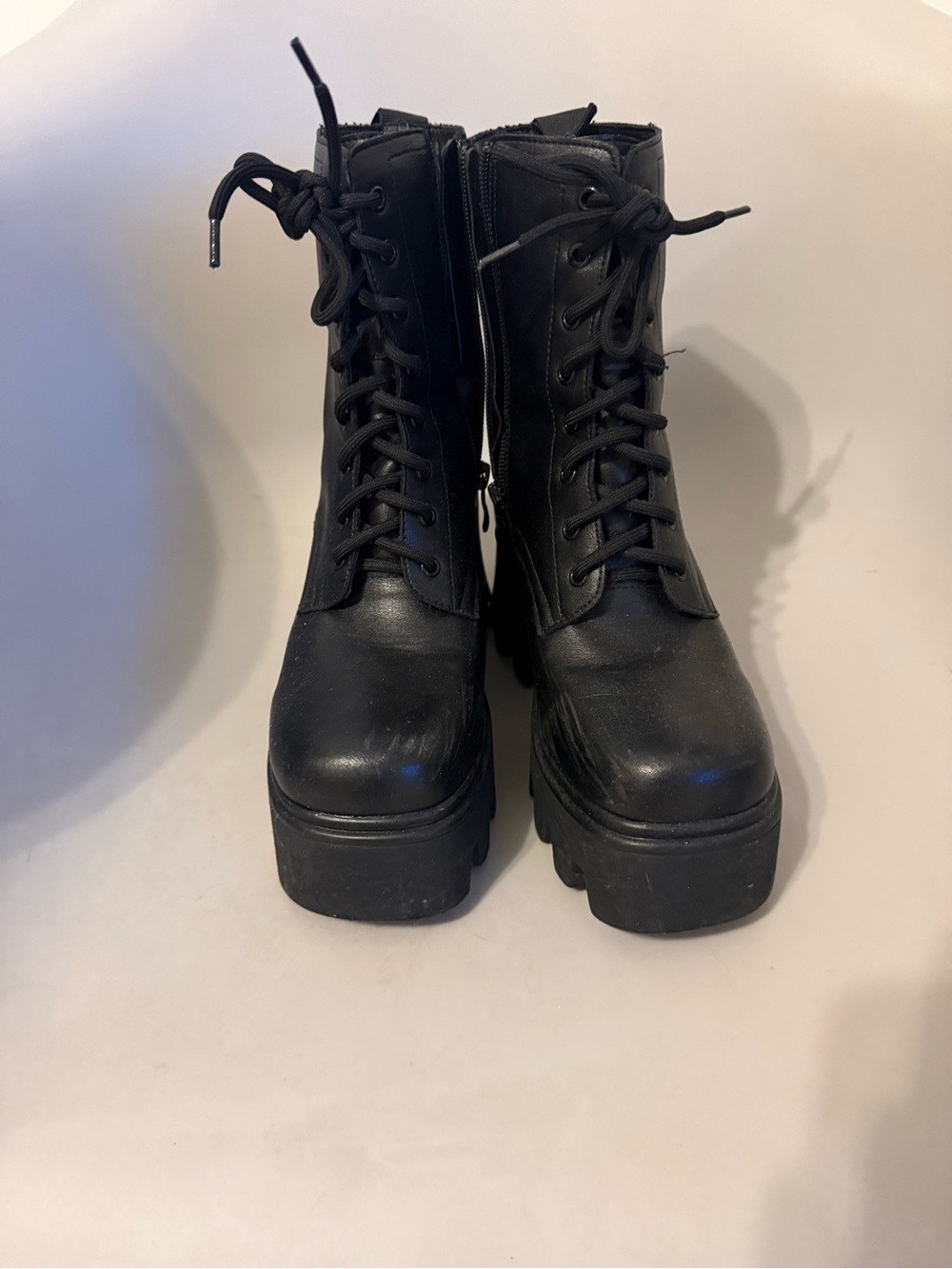 Forever 21 Black Platform Lace-Up Combat Boots